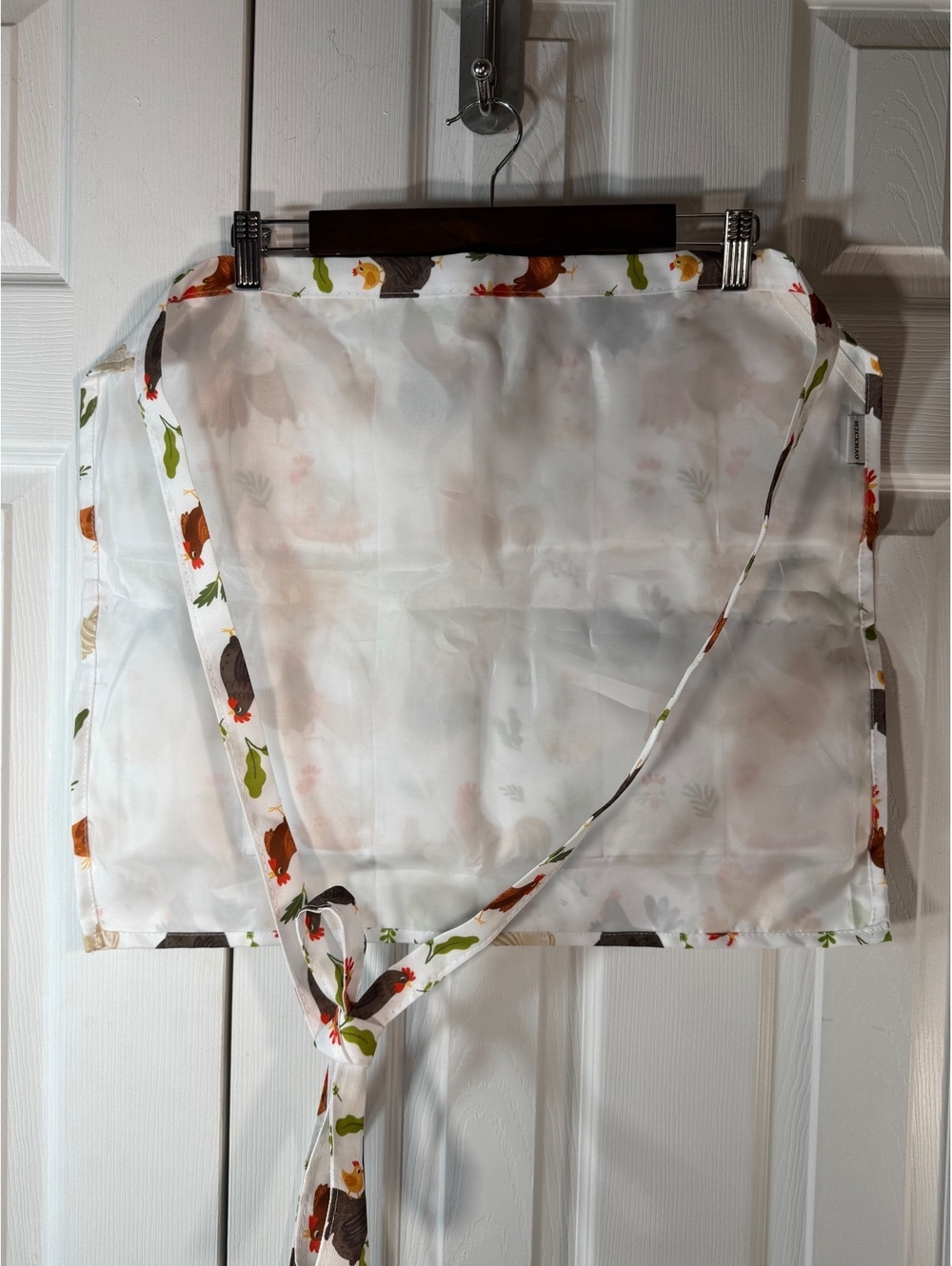 White Polyester Egg Collector Apron with Colorful Chicken Print